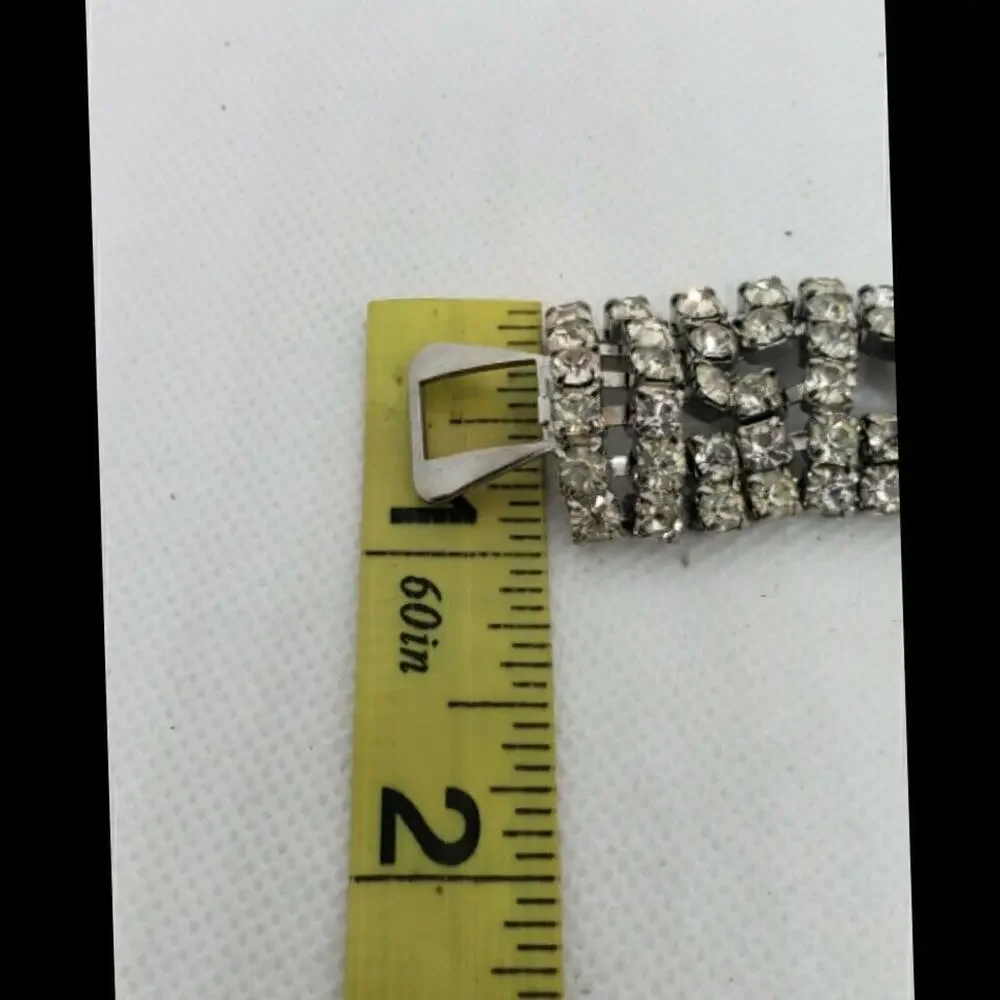 Vintage Bracelet Clear Rhinestone Chunky Wide Wedding Jewelry Juliana